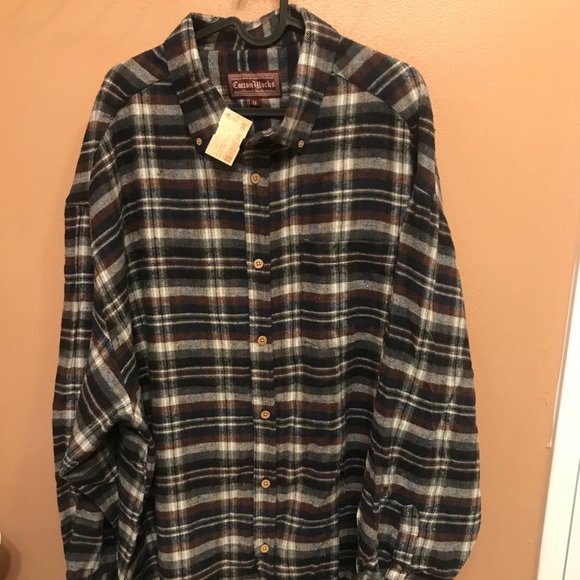 Men's Long Sleeves Flannel Brown - Picture 1 of 1